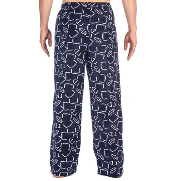 Mens Noble Mount Soft Fleece Pajama Sleep Pants FOOTBALLS Size Medium NWT Navy - Picture 2 of 2